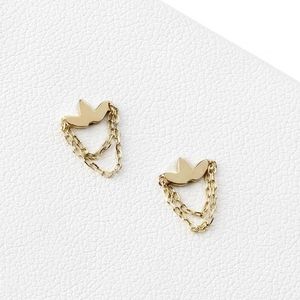 Solid 14k gold 3 leaf double chain fan threadless end